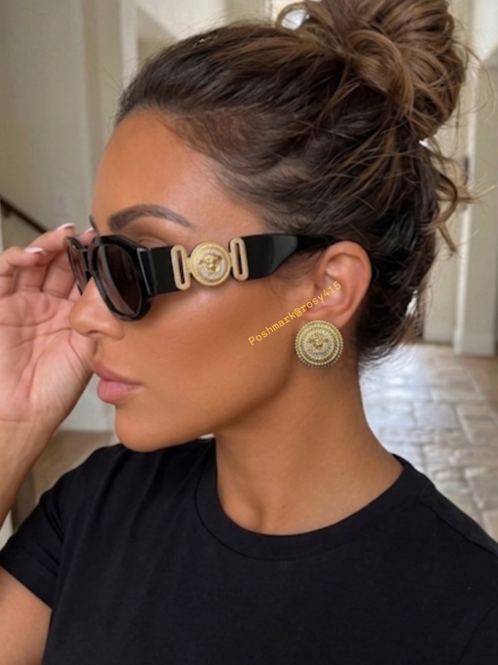 Versace Earrings gold Medusa button earrings silver and gold tone stud earrings